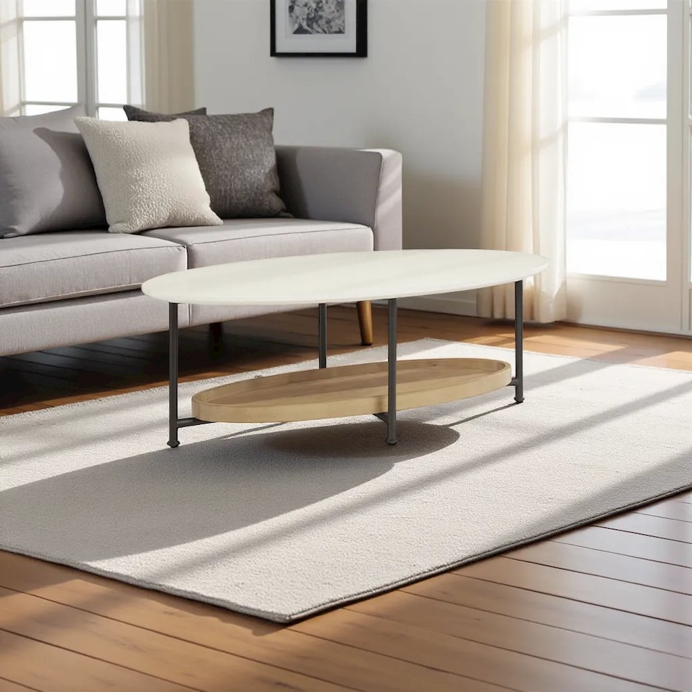 White Round Coffee Table – Mid Century Modern Design for Living Room