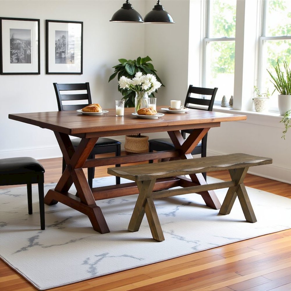 Classic Wood Dining Bench – Small Bench for Kitchen or Dining Table