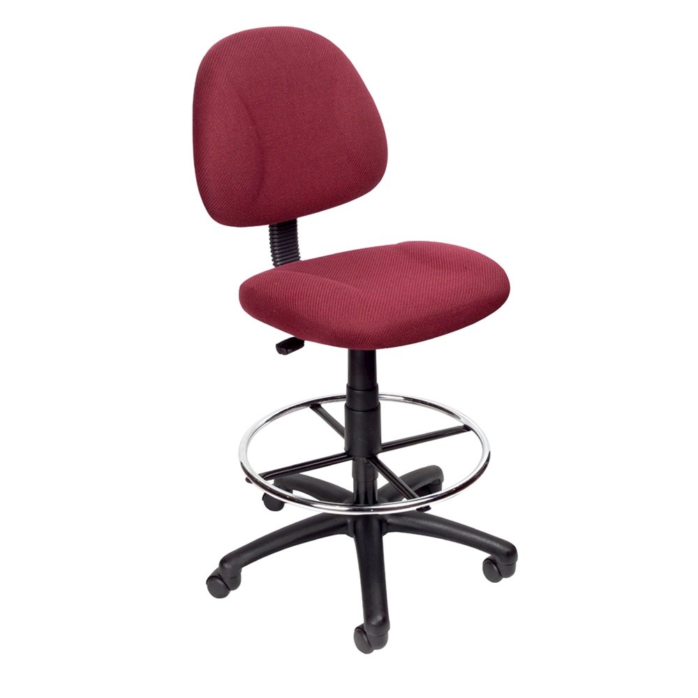 Burgundy Drafting Chair, Tall Office Chair For Standing Or Tall Desk Use