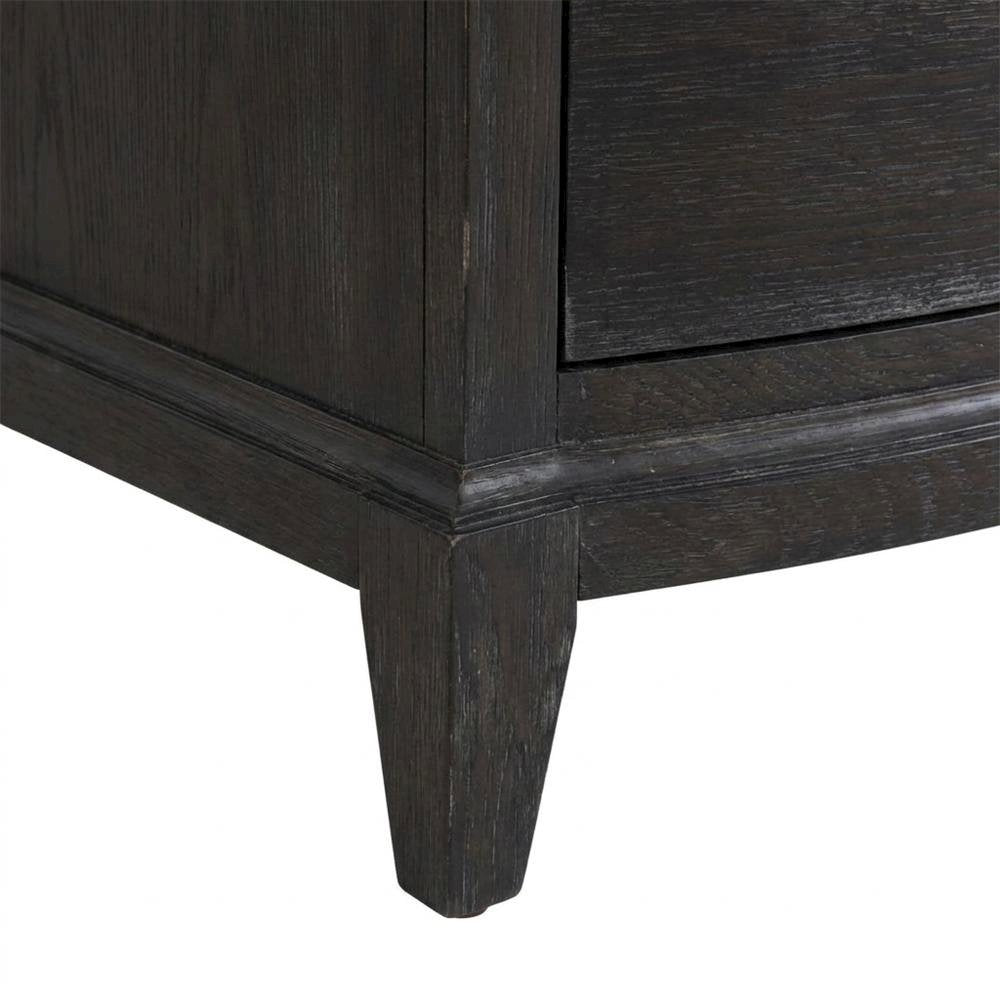 Oak Nightstand with Three Drawers, Stone Top, and USB Outlets with Storage