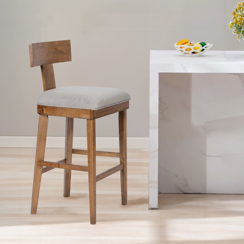 Theodora T- Back Bar Stool with Wood Seat Frame and Cushion