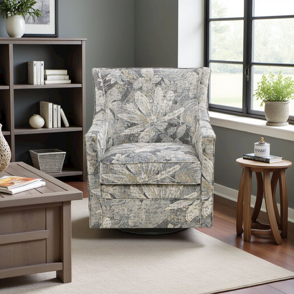 Blue Swivel Rocker Recliner Chair – Upholstered Glider for Comfort