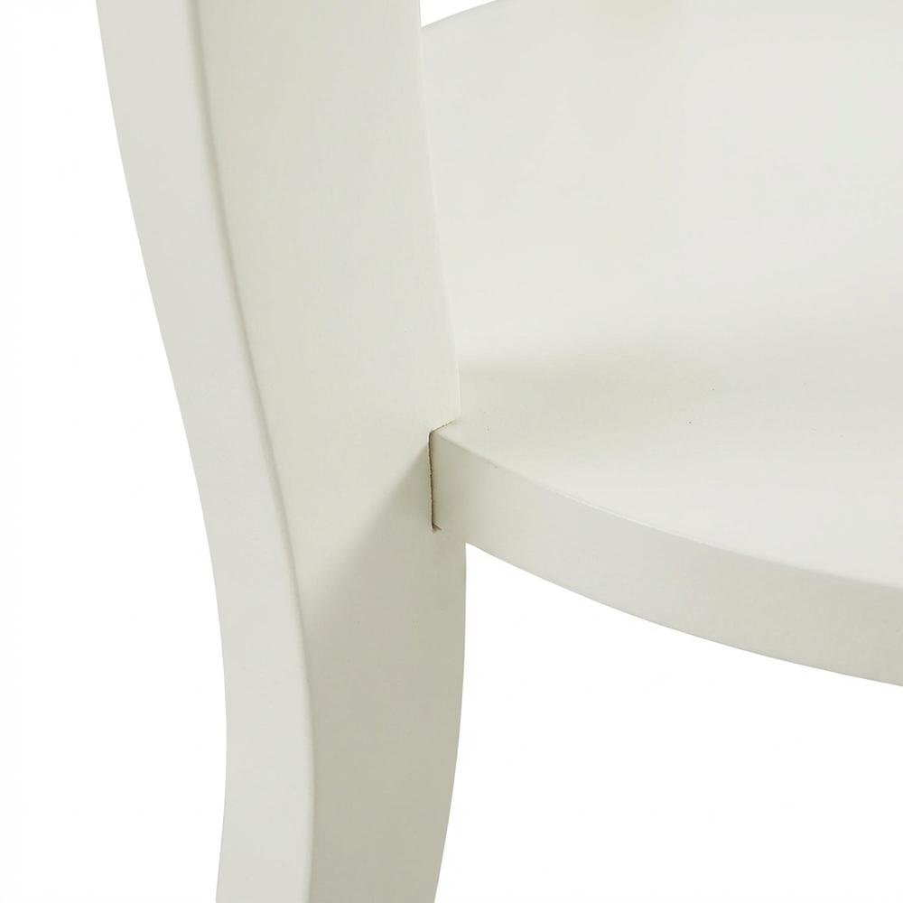 Round Coffee Table with Storage Shelf in White Finish for Living Room