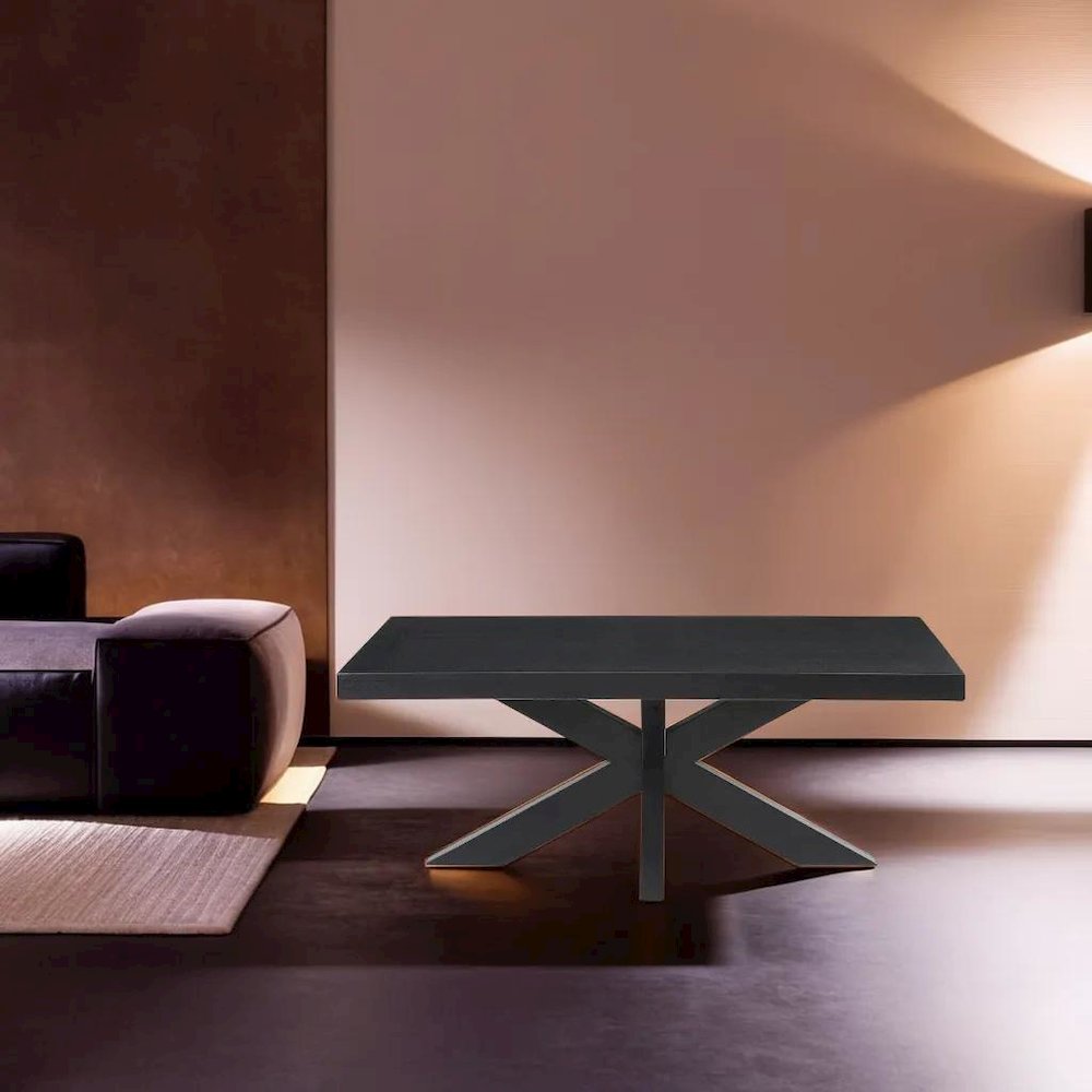 Elegant Ebony Cocktail Table with Ash Veneer Top and Solid Rubberwood Legs