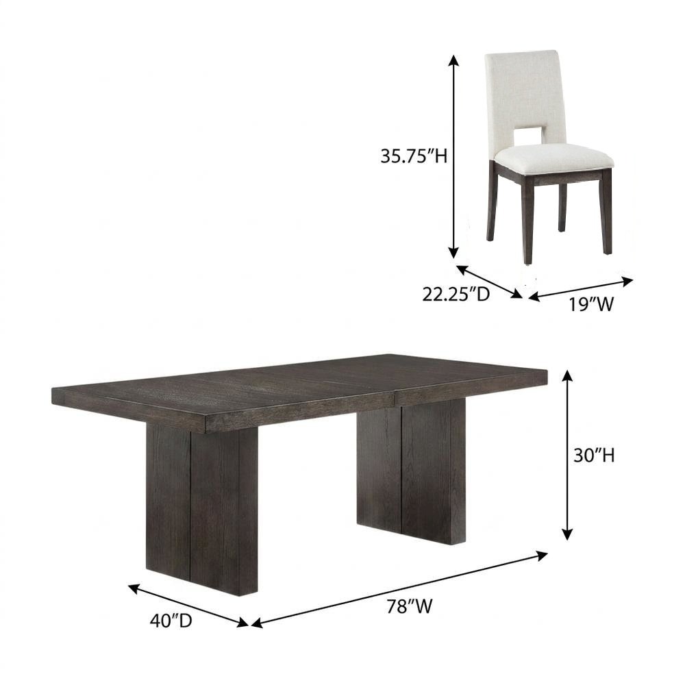 Rubberwood Extendable Dining Table and Linen-Look Upholstered Chairs Set, White