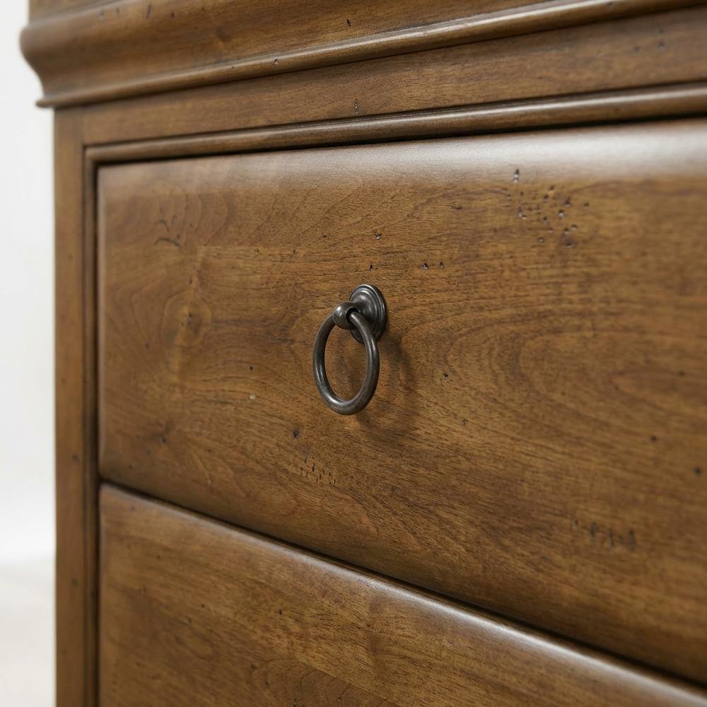Cognac Nightstand with Distressed Finish for Bedroom Decor