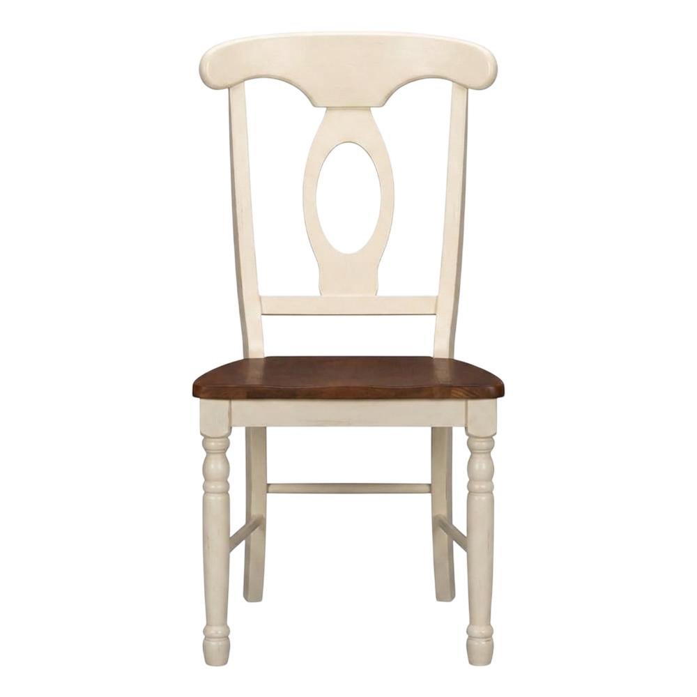 Merlot-Buttermilk Finish Distressed Side Chair in Solid Rubberwood