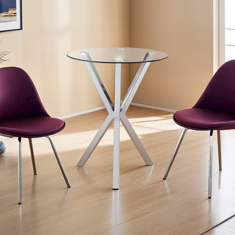 Sleek Chrome Round Bar Table with Clear Glass Top for Elegant Entertaining