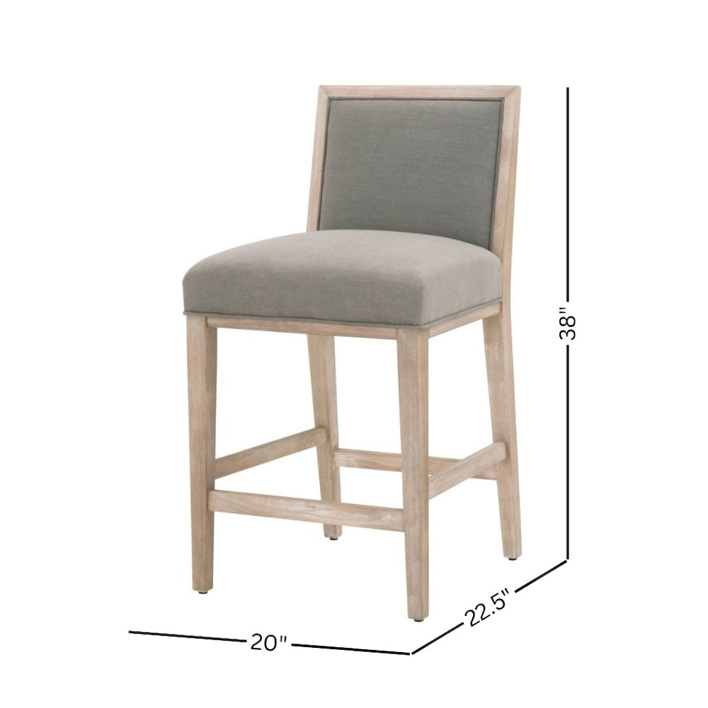 Gray Task Stool 2-Piece Set, Upholstered, Rubberwood Frame