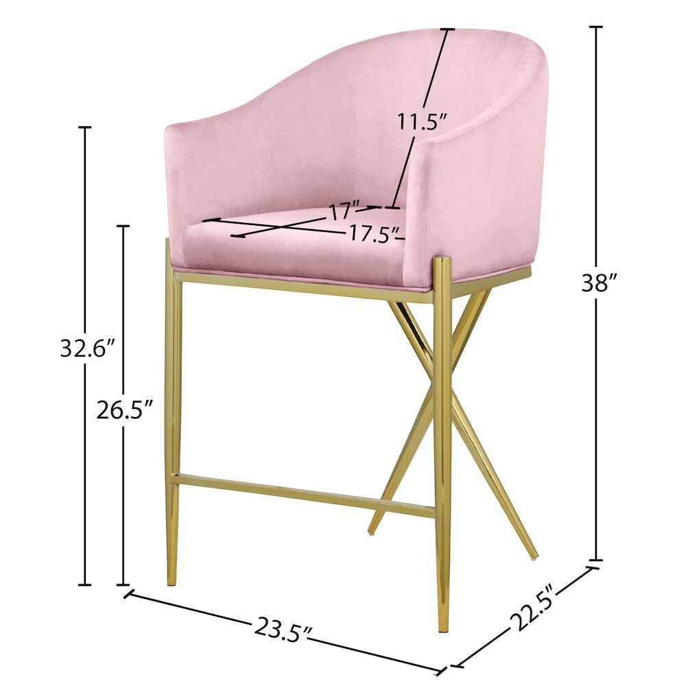 Xavier Pink Velvet Counter Stool