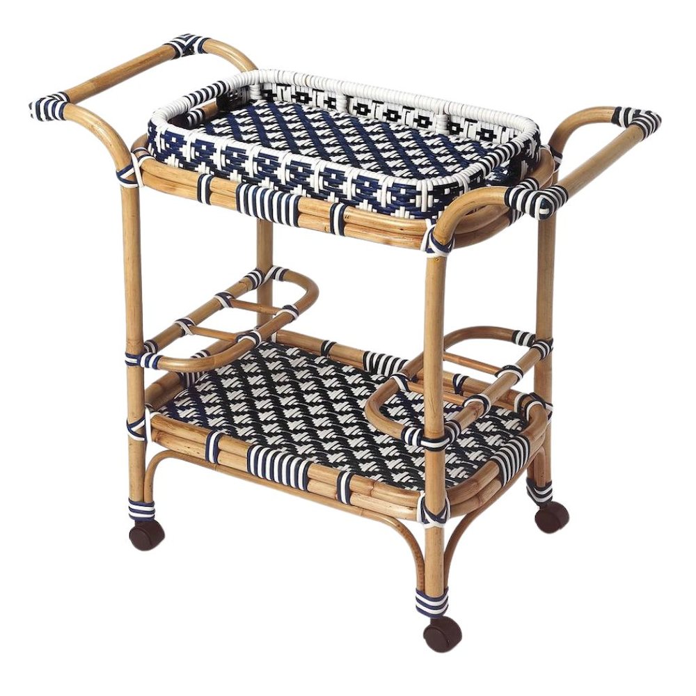 Blue Bar Cart - Small Home Bar & Serving Cart with Stylish Design