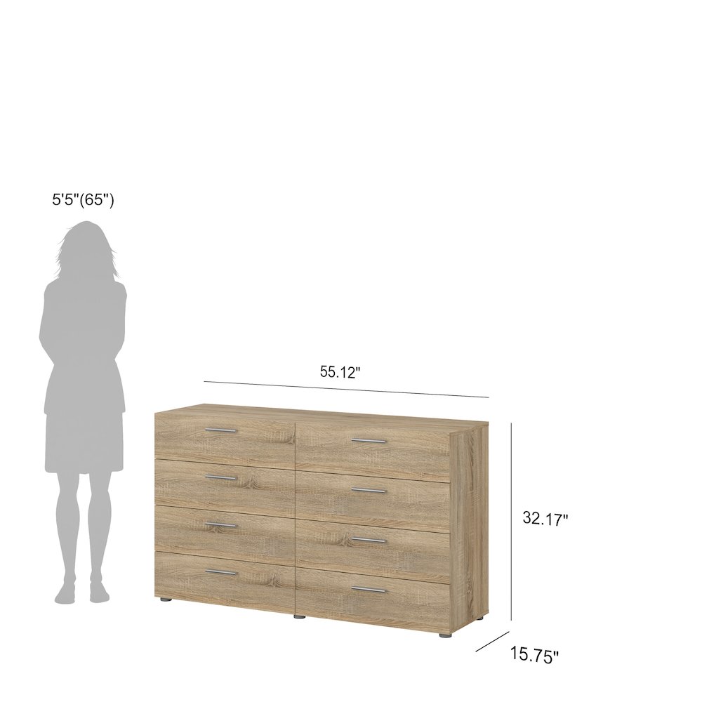 Austin 8 Drawer Double Dresser, Oak Structure