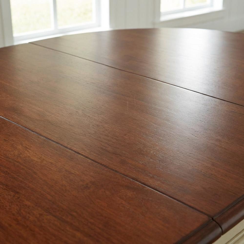 Merlot-Buttermilk Oval Dining Table with 12" Leaves in Rubberwood Finish