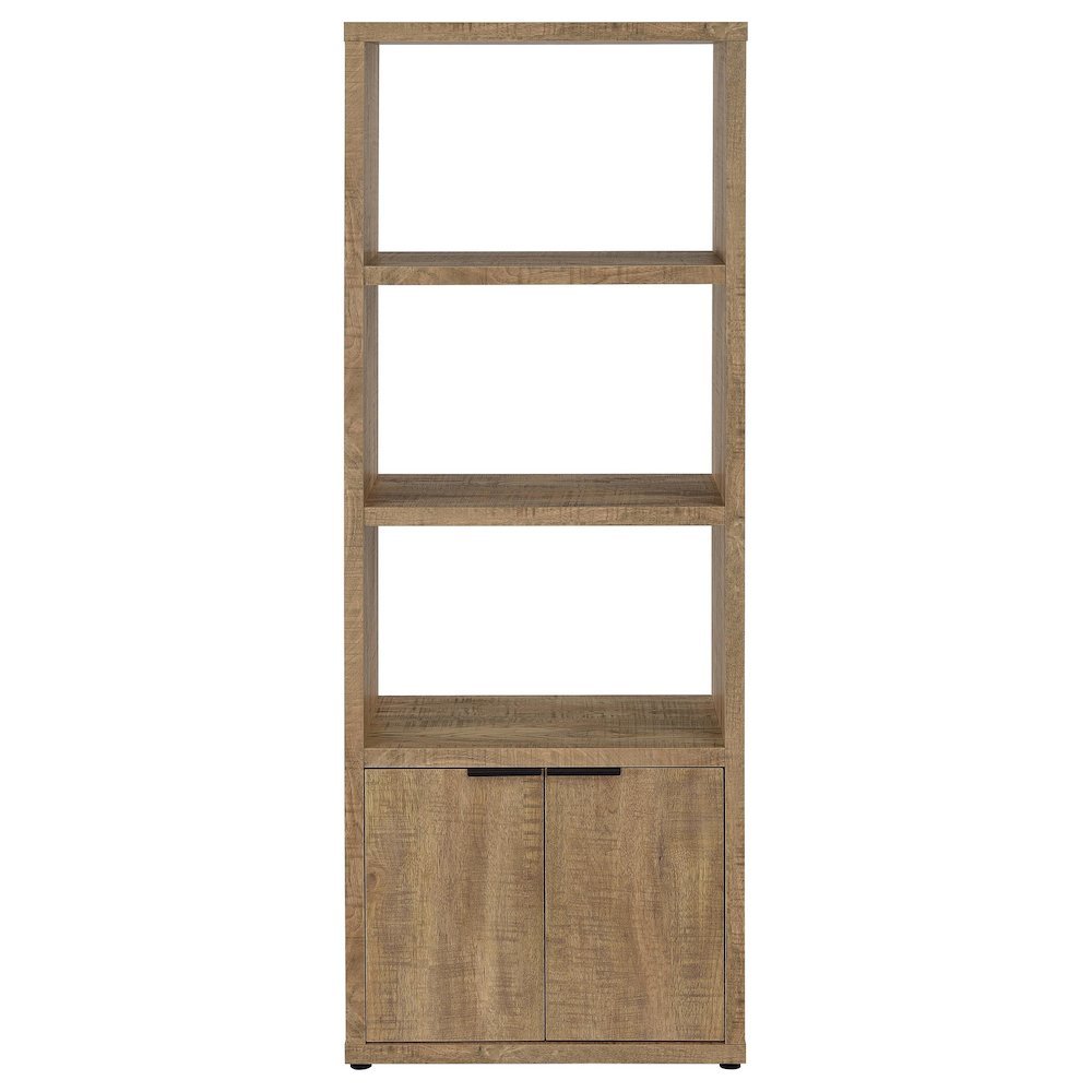 Farmhouse Style Brown Wood Media Tower With 3 Shelves For Living Room Storage