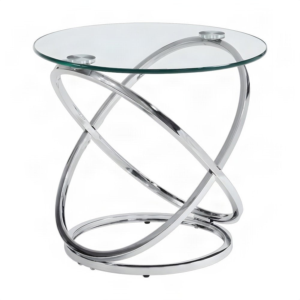 Metal and Glass-Top Nesting Cocktail and Round End Table Set of 3