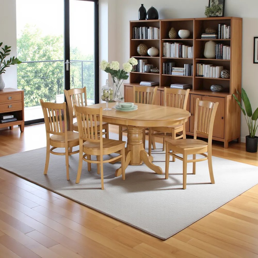 Elegant Oval Dining Table Set – 6 Chair Dining Room Table with Leaf