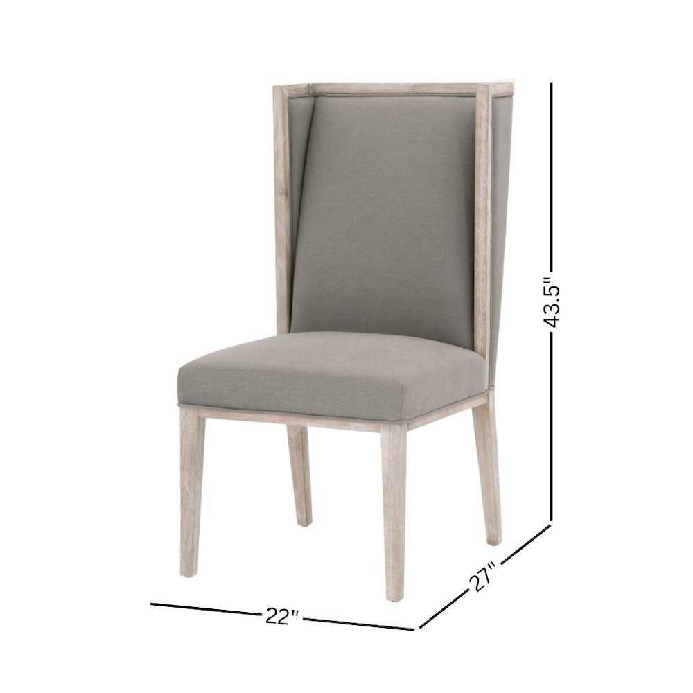 Gray Wing Dining Chair 2-Piece Set, Upholstered, Wood Frame