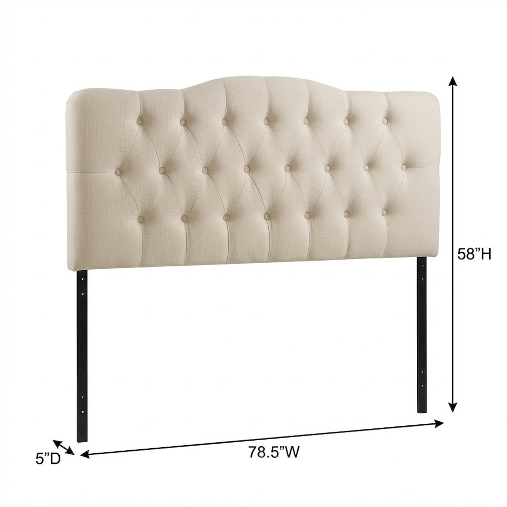 Upholstered Fabric King Headboard with Padded Design for Comfortable Support