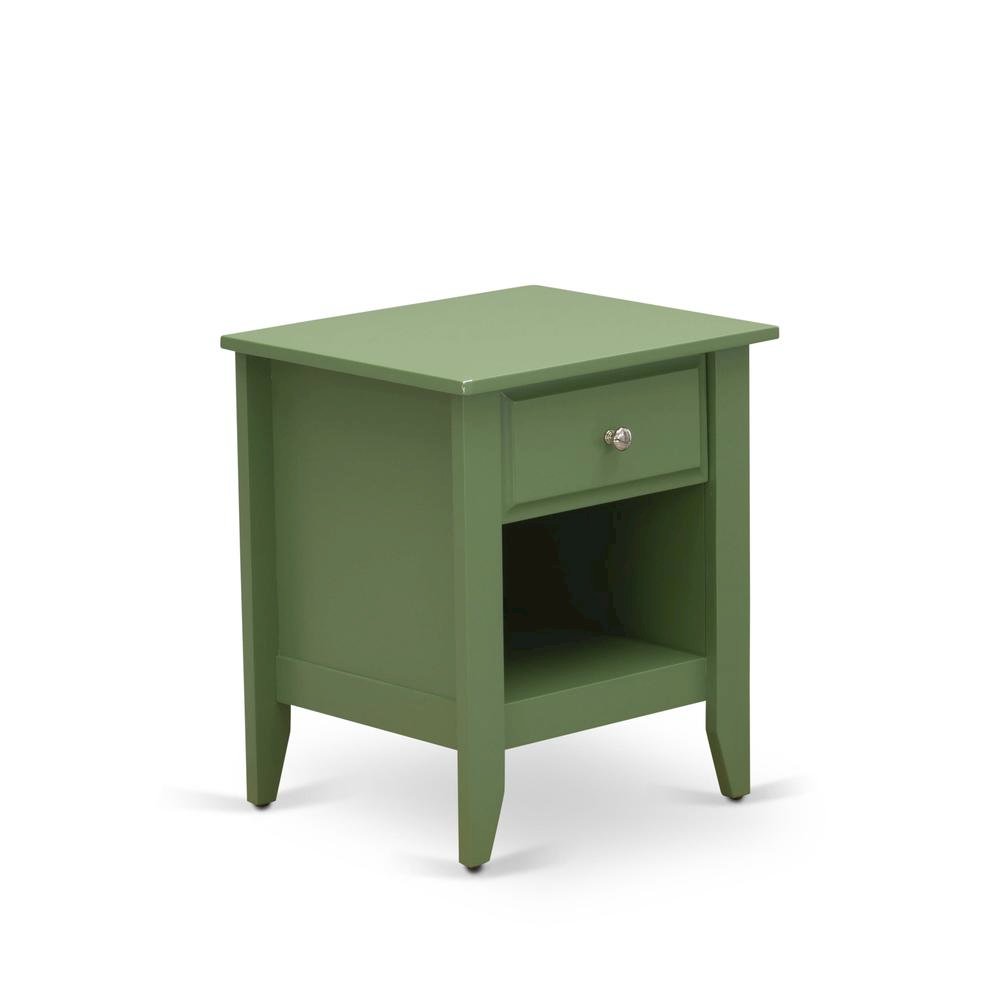 Clover Green Mid Century Nightstand with Wooden Drawer and Sturdy Build