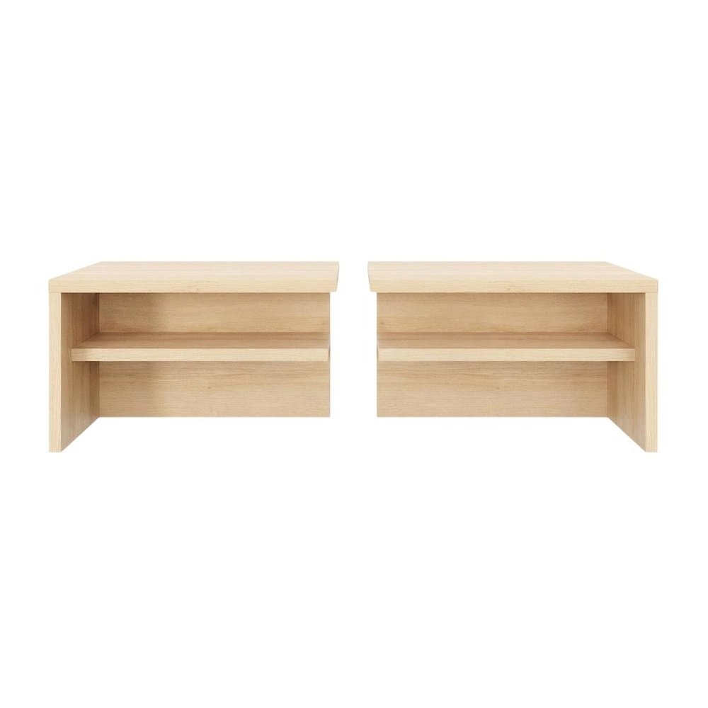 Blonde Oak Nightstands, Set of 2 with Modern Design