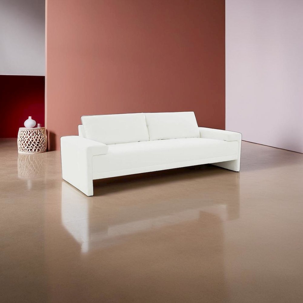 Elegant White Loveseat with Pine Wood Frame and High-Resilience Cushions