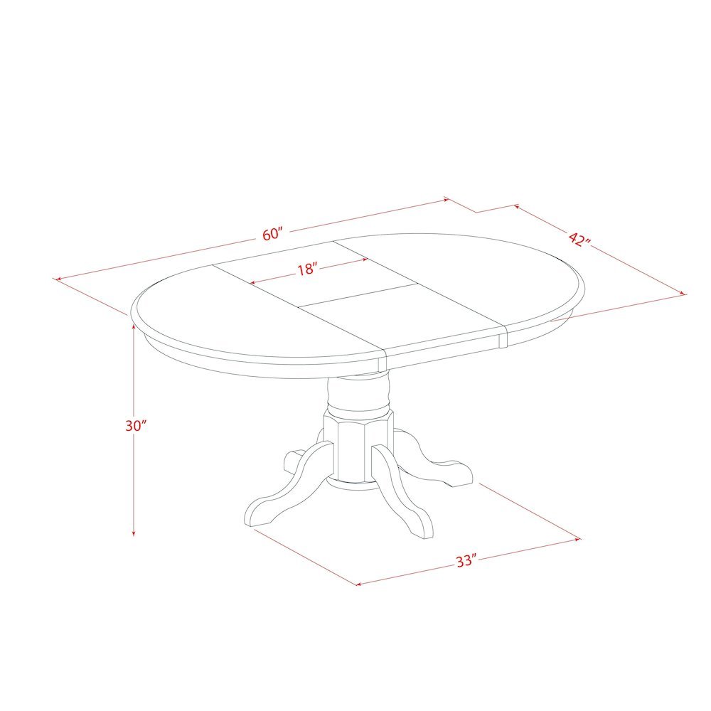 Oval Dining Table, 18in Leaf, Buttermilk & Cherry Finish, Pedestal Base