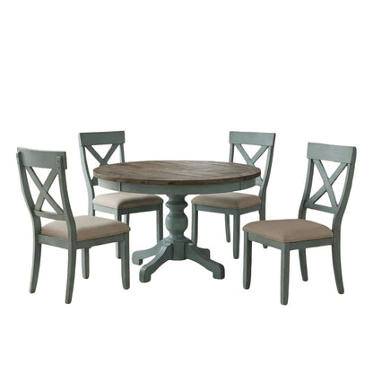Round Dining Table Set with Cross-Back Chairs, Stylish and Durable