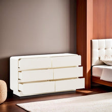 Elegant 6-Drawer Dresser in Cream Finish with Acacia and MDF Construction