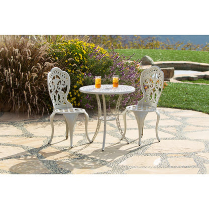 Fiesta Outdoor Aluminum Ecru 3 Piece Bistro Set