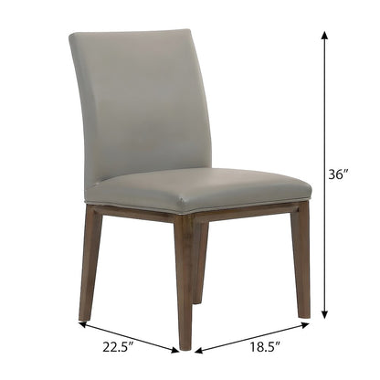 Top Grain Leather Armless Modern Dining Chair with Foam Cushioned Seat, Set of 2