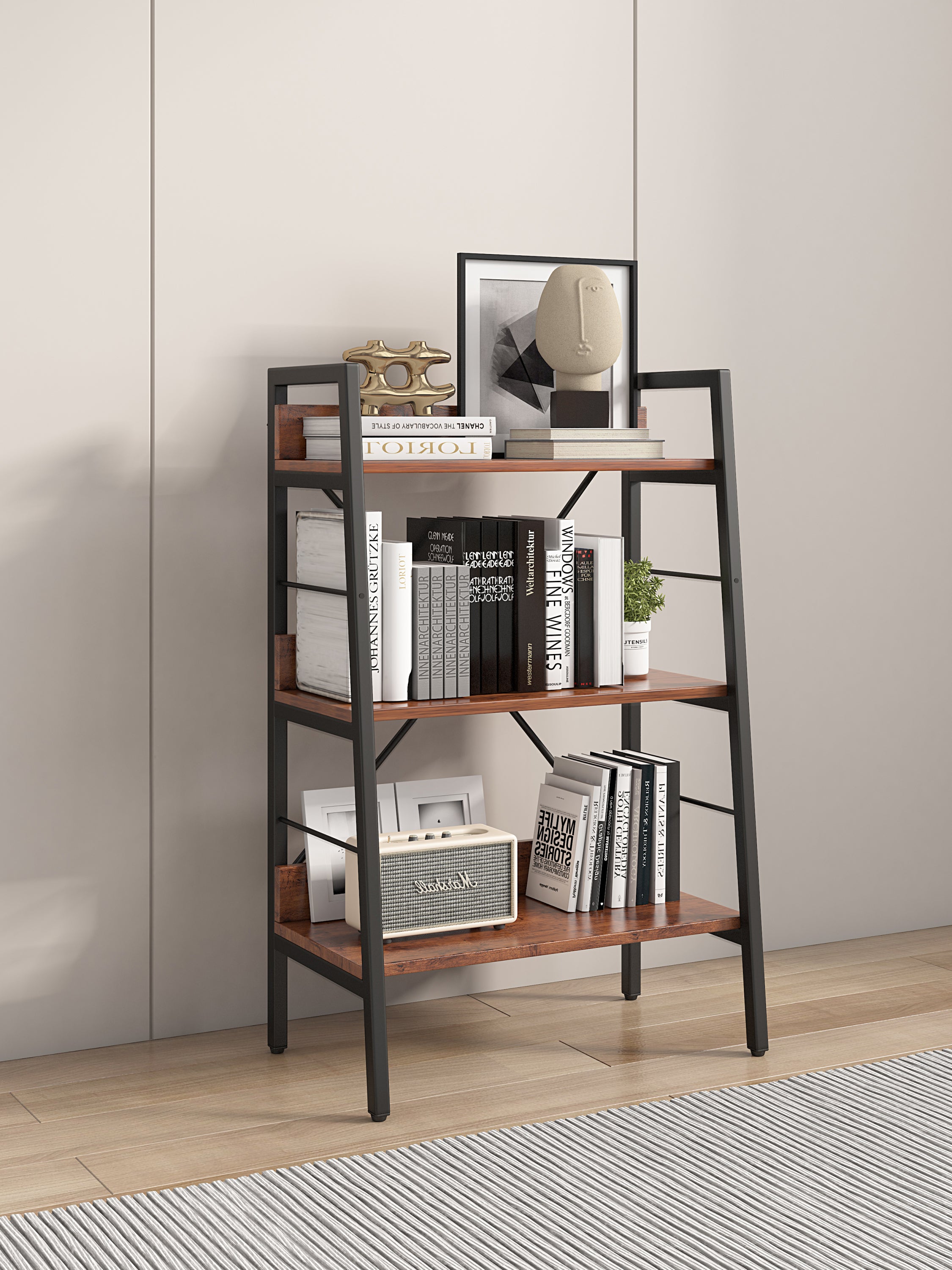 DN 3 LAYER DISPLAY  Bookshelf H Ladder Shelf Storage Shelves Rack Shelf Unit METAL FRAME, Tigger,  1 pc per carton