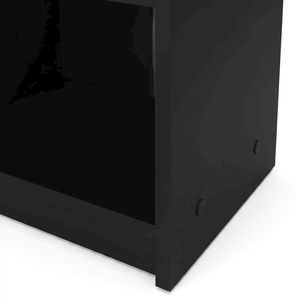 Black Small Nightstand - Compact Bedside Table with Drawer for Bedrooms