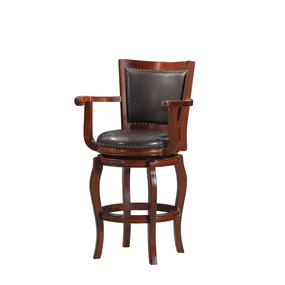 Jones Memory Swivel Barstool, Cherry with Brown PU