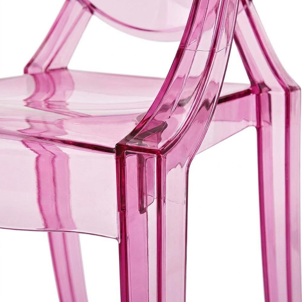 Acrylic Stackable Dining Armchair, Contoured Back, Pink
