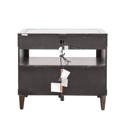 Asher Park Glass Top Bachelor's Chest, Piano Brown Finish