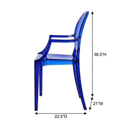 Acrylic Stackable Dining Armchair, Contoured Back, Blue