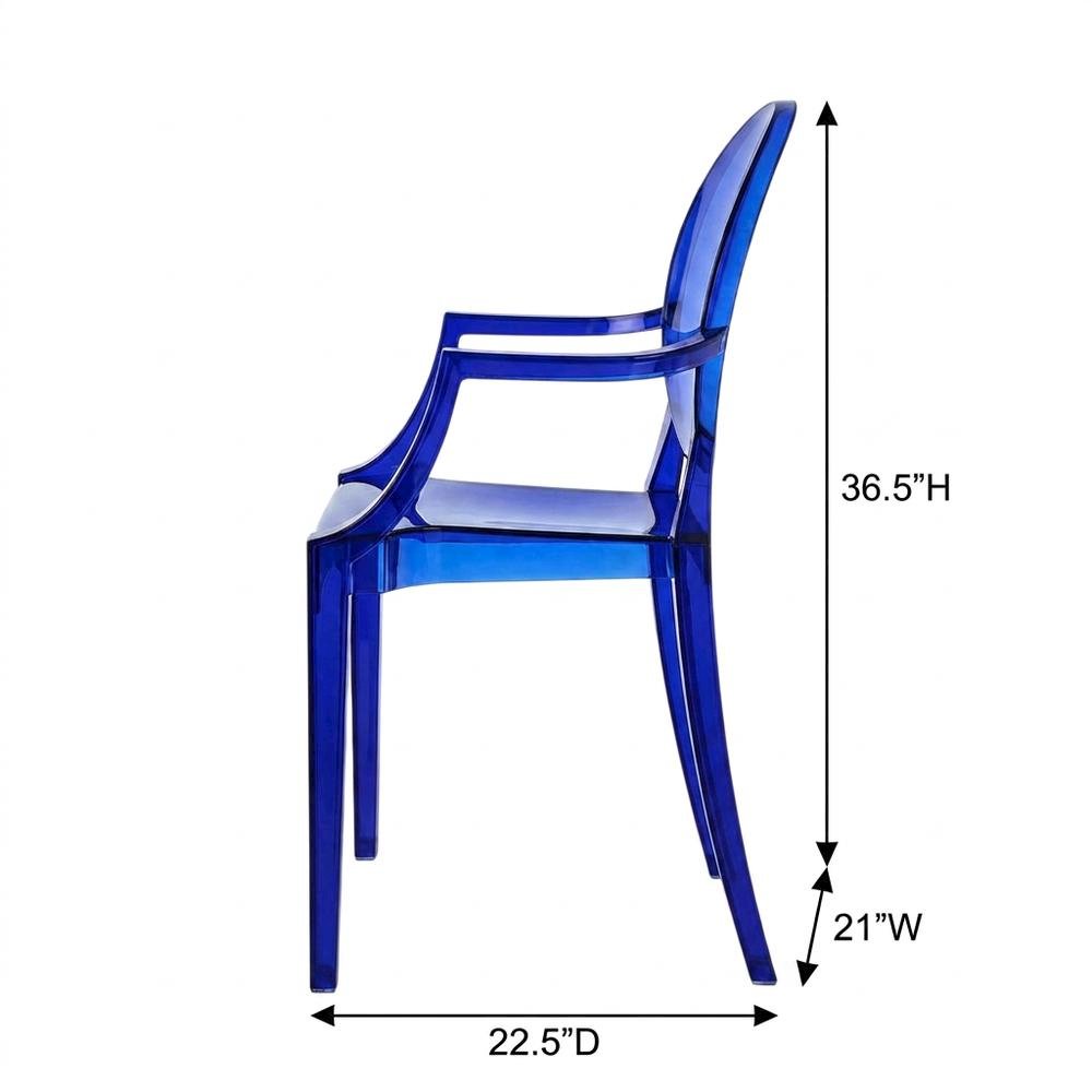 Acrylic Stackable Dining Armchair, Contoured Back, Blue