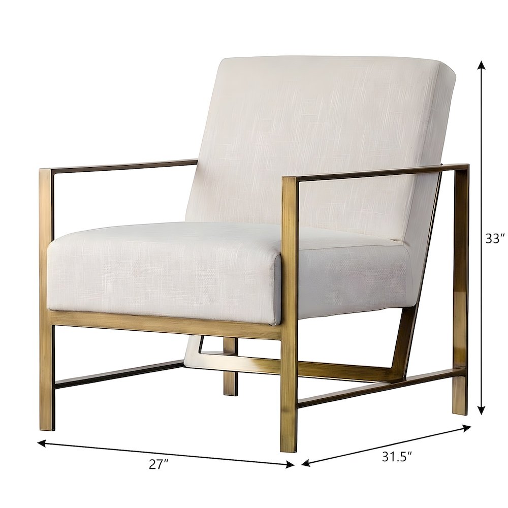 Fabric-Upholstered Accent Lounge Chair with Brushed Gold Legs, Shortbread