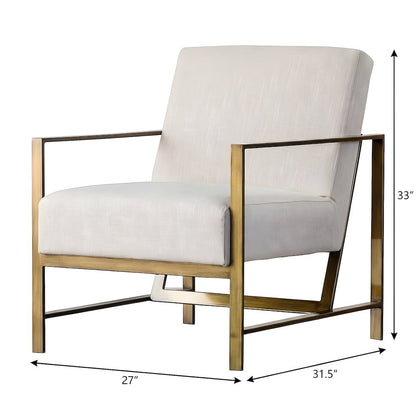 Fabric-Upholstered Accent Lounge Chair with Brushed Gold Legs, Shortbread