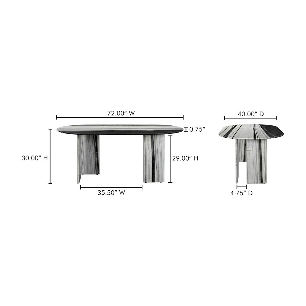 Celia Oval Dining Table Panda Marble