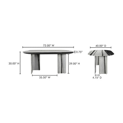 Celia Oval Dining Table Panda Marble