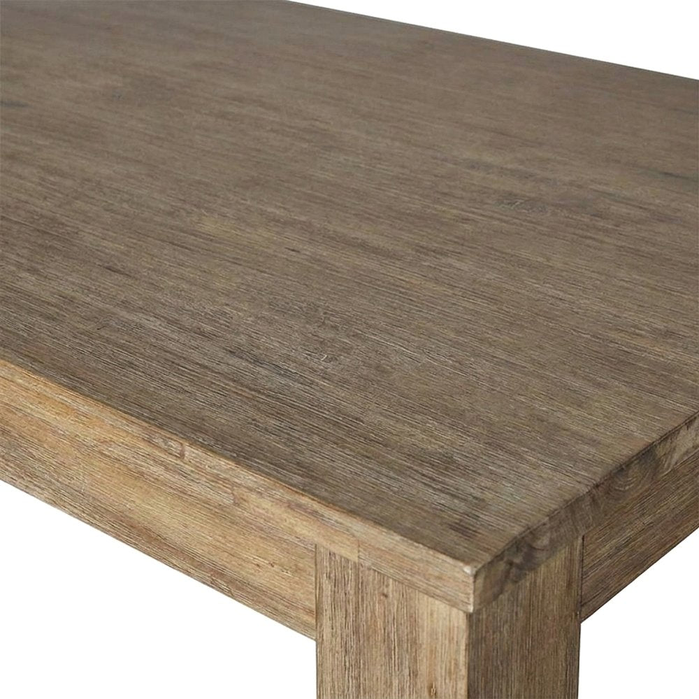 Solid Acacia Rectangular Dining Table with Trestle Base, Brushed Smoke