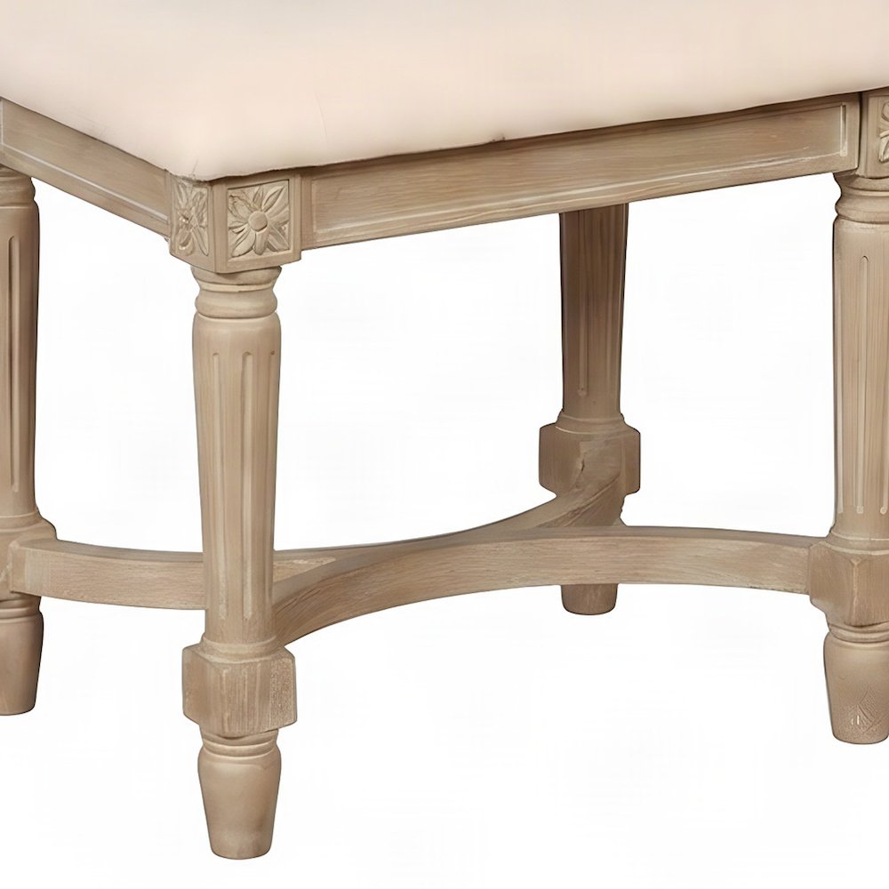 Rubberwood Bedroom Vanity with Lift-Top Storage and Padded Stool, Gray Wash