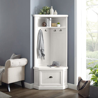 Distressed White Hall Tree with Anti-Tip Hardware and Storage Space