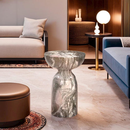Sophisticated Grey and Blush Marble Side Table with Durable Concrete Design