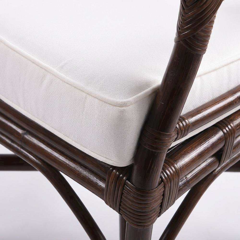 Fabric Upholstered Rattan Armchair with Chippendale Shield Back, Paloma Brown