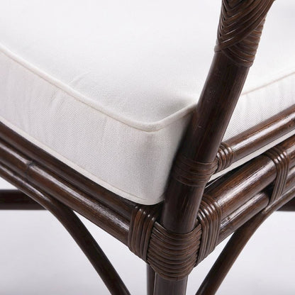 Fabric Upholstered Rattan Armchair with Chippendale Shield Back, Paloma Brown