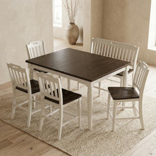 Rubberwood Farmhouse Counter Height Table, Bench & Chairs 8-Piece, Soft Grey