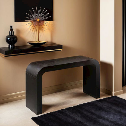 Sleek Curved Black Console Table for Contemporary Entryways and Living Spaces
