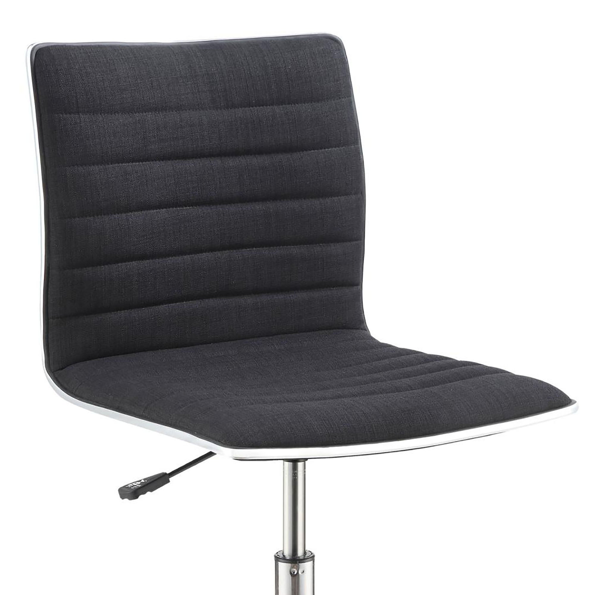 Black and Chrome Armless Office Chair with Casters